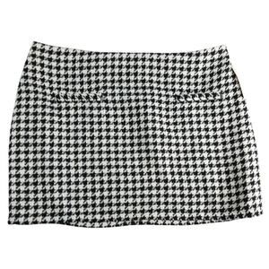 A New Day Skirt Womens 17 Black Houndstooth Mini Winter Chic Mod Pocket NWT